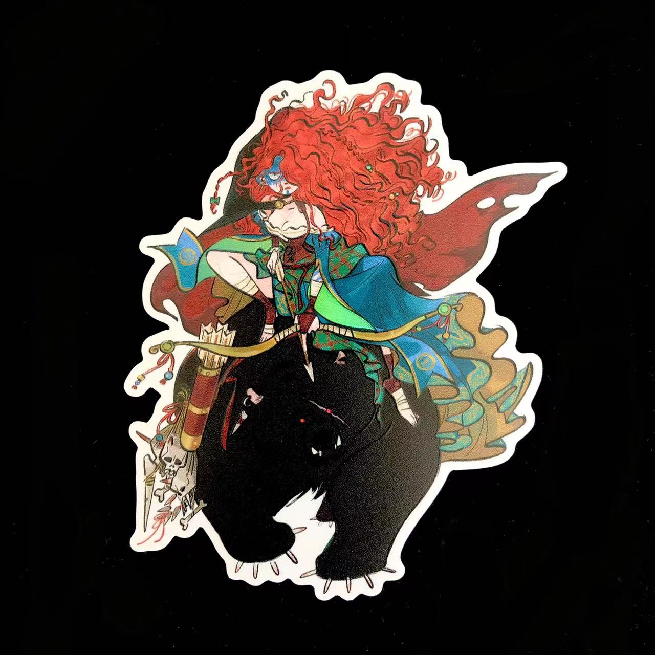 Bad Girls Club "Bear Rider Merida" 4x3" holographic + emboss sticker