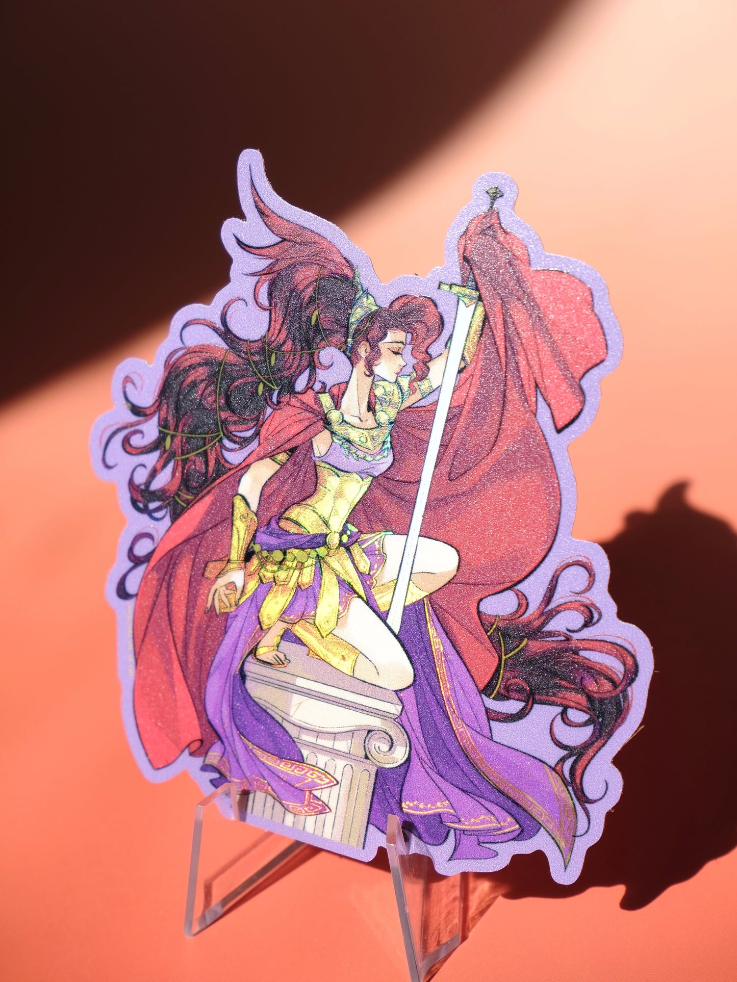 Girl with Sword holographic sticker: Megara