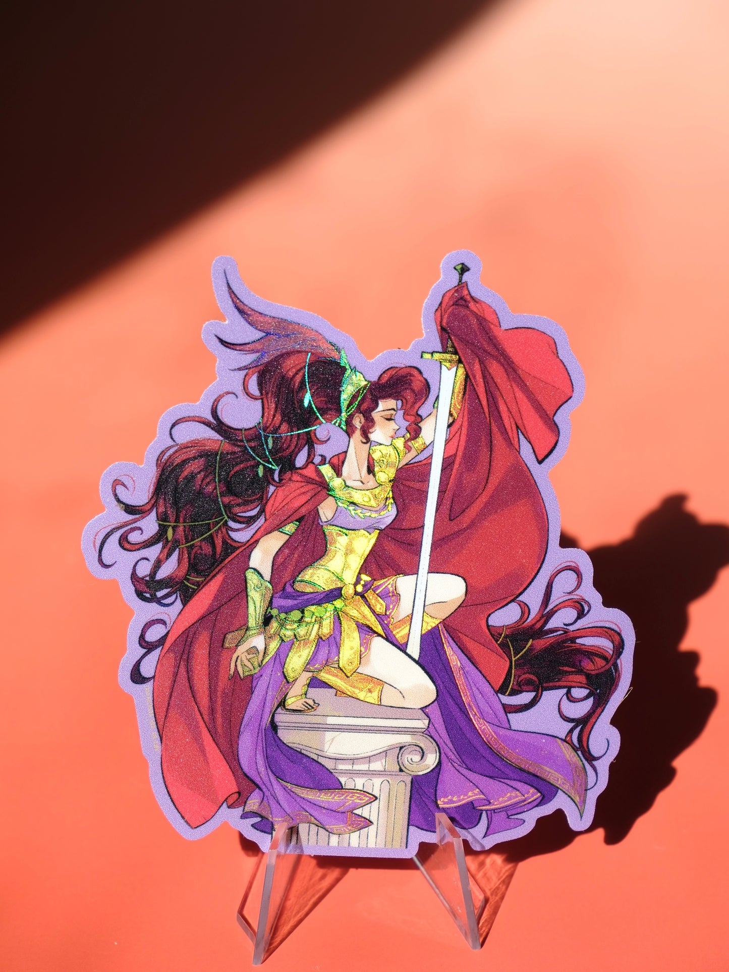 Girl with Sword holographic sticker: Megara