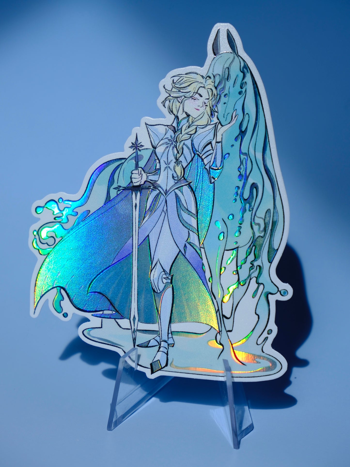 Girl with Sword holographic sticker: Frost Knight Elsa
