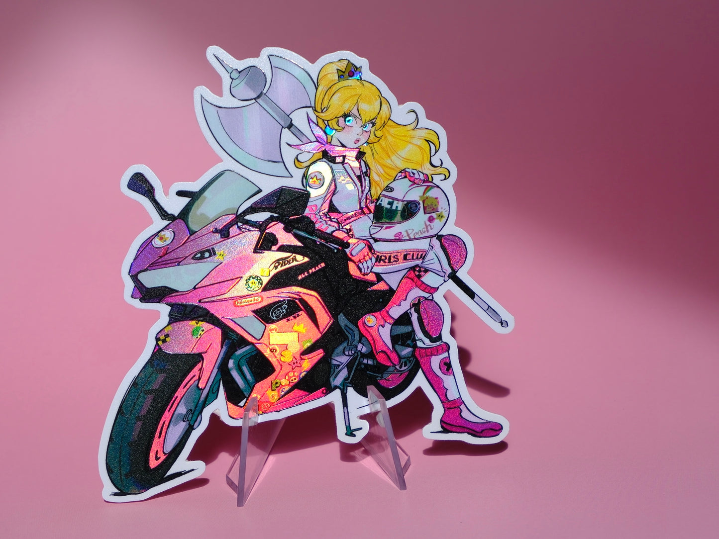Bad Girls Club holographic sticker: Biker Peach
