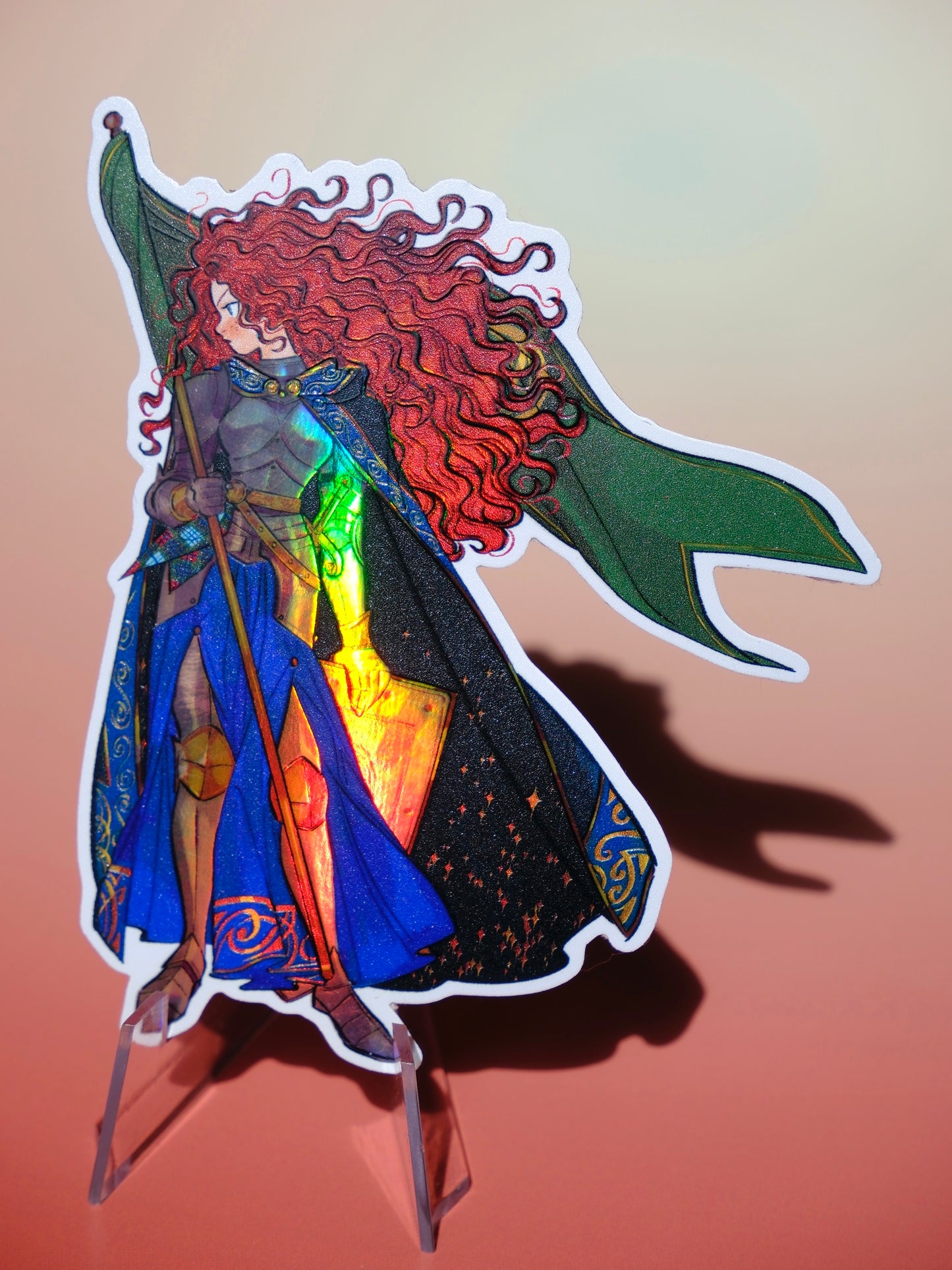 Girl with Sword holographic sticker: Brave Knight Merida