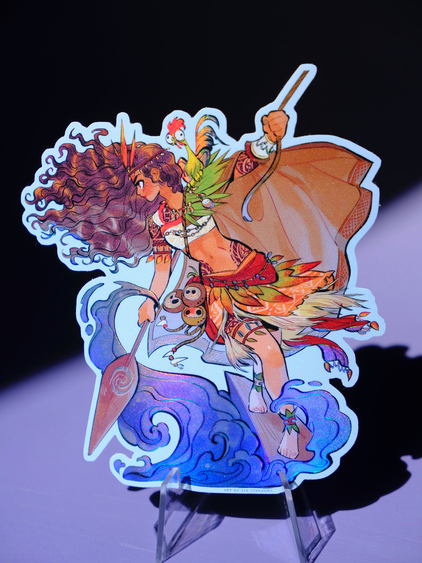 Girl with Sword holographic sticker: Moana