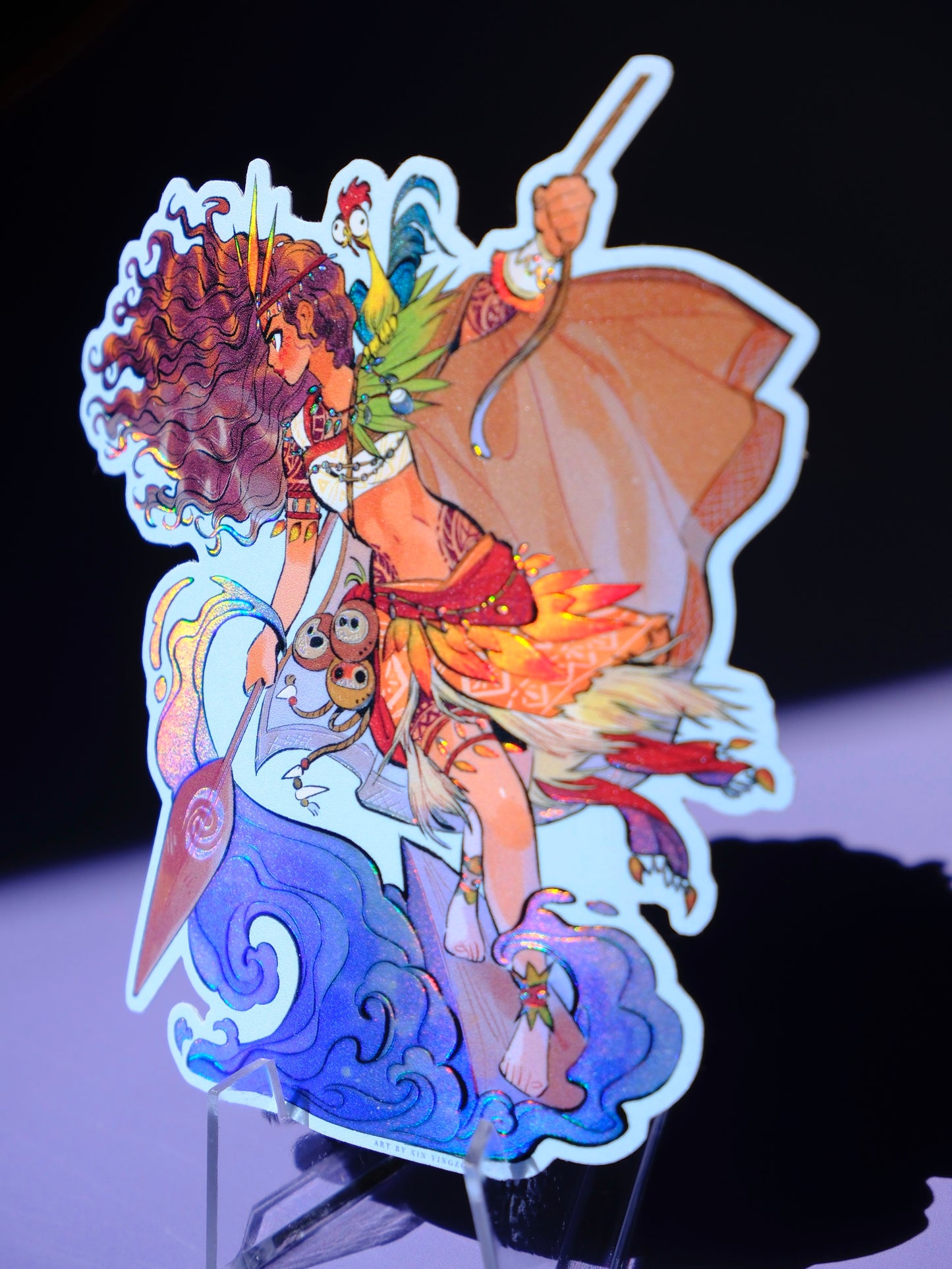 Girl with Sword holographic sticker: Moana