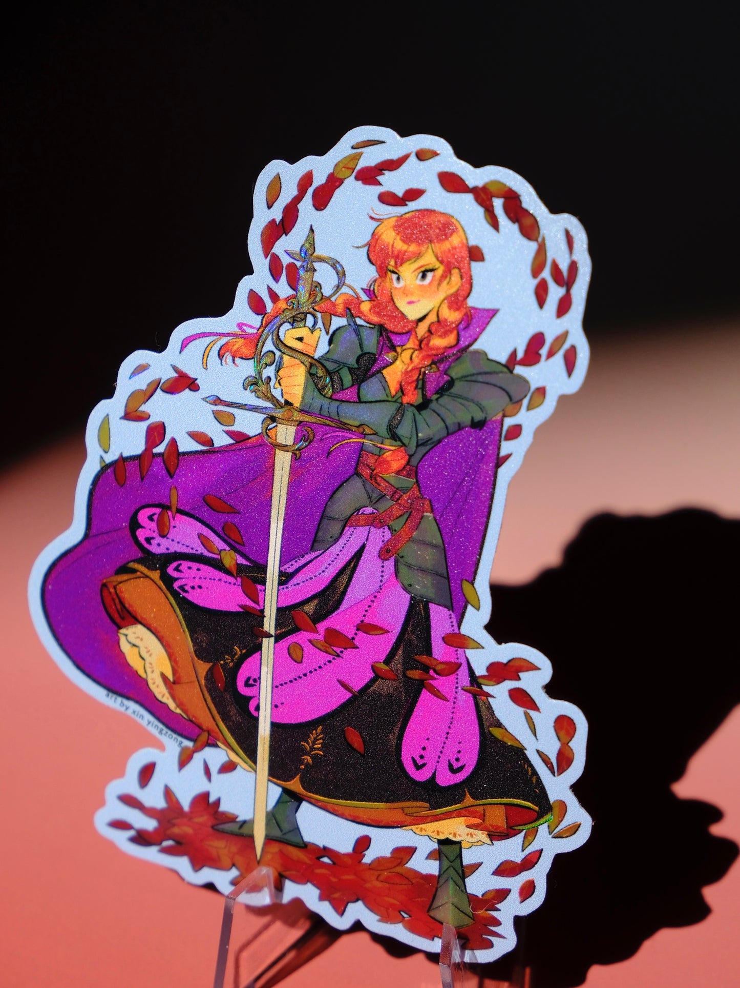 Girl with Sword holographic sticker: Anna