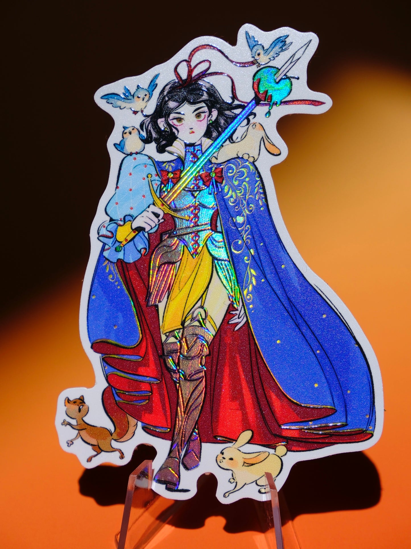 Girl with Sword holographic sticker: Snow White