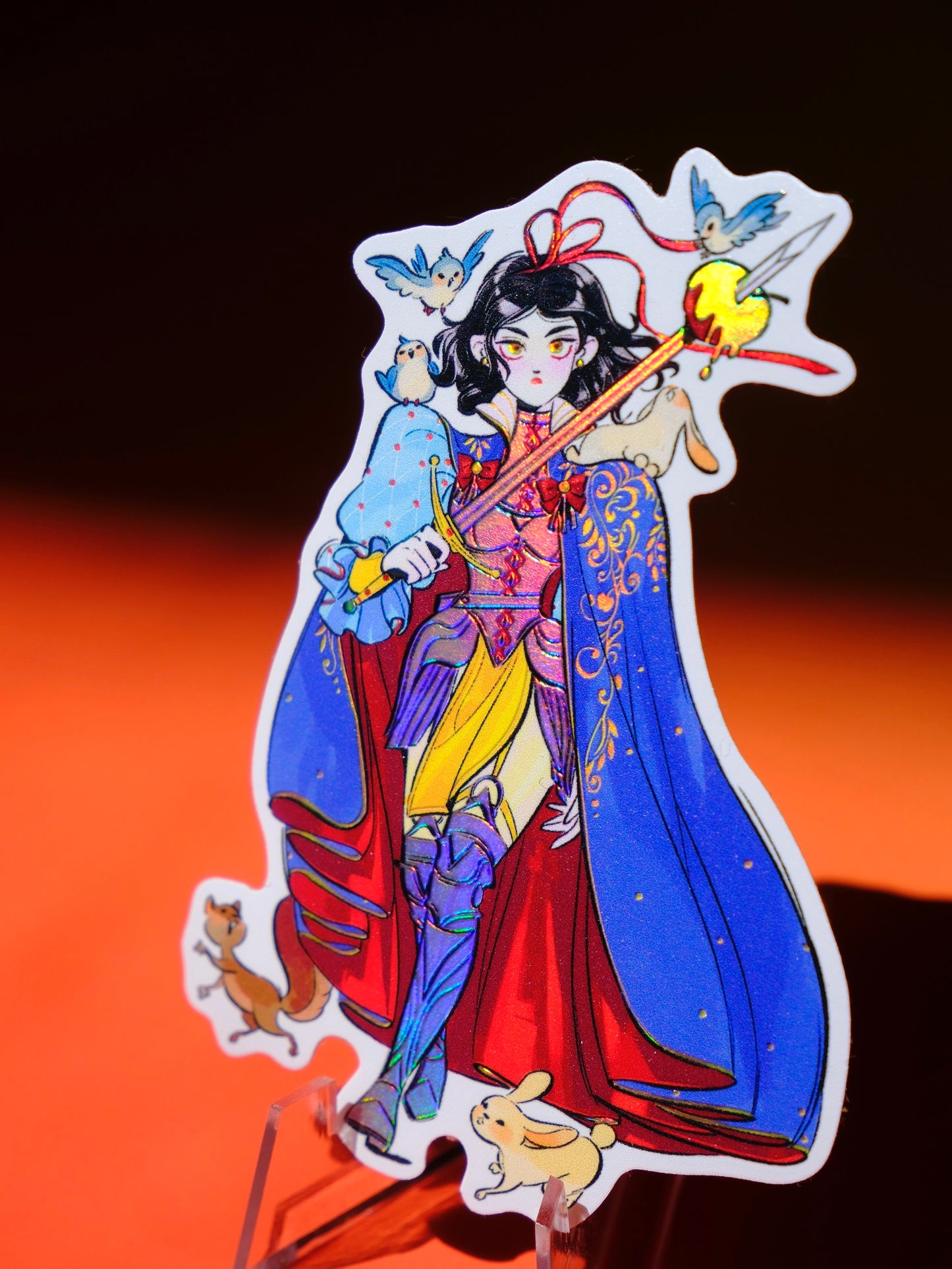 Girl with Sword holographic sticker: Snow White