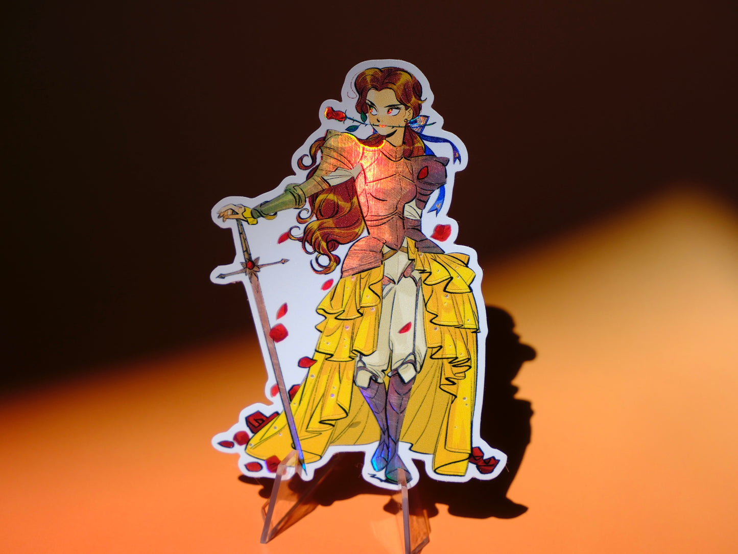 Girl with Sword holographic sticker: Belle