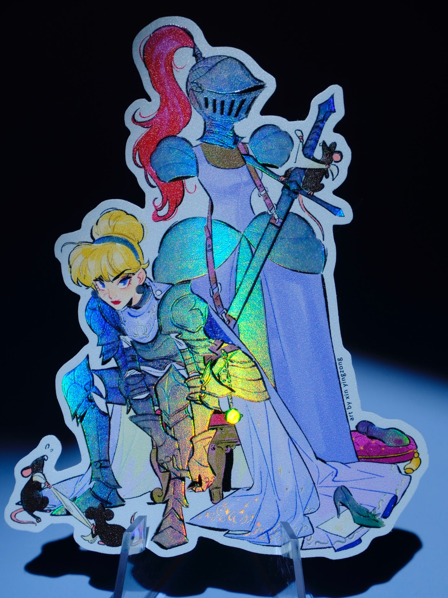 Girl with Sword holographic sticker: MidKnight Cindy