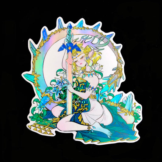 Bad Girls Club "Dragon Princess Zelda" 4x4" holographic + emboss sticker