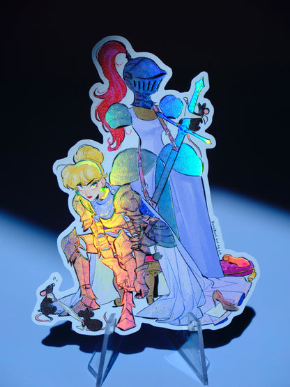 Girl with Sword holographic sticker: MidKnight Cindy
