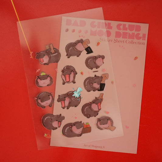 Transparent sticker sheet - Moo Deng