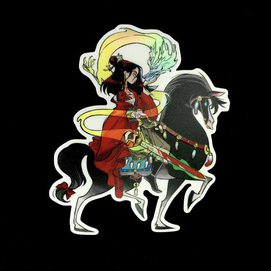 Bad Girls Club "Undead Warrior Mulan" 4x4" holographic + emboss sticker